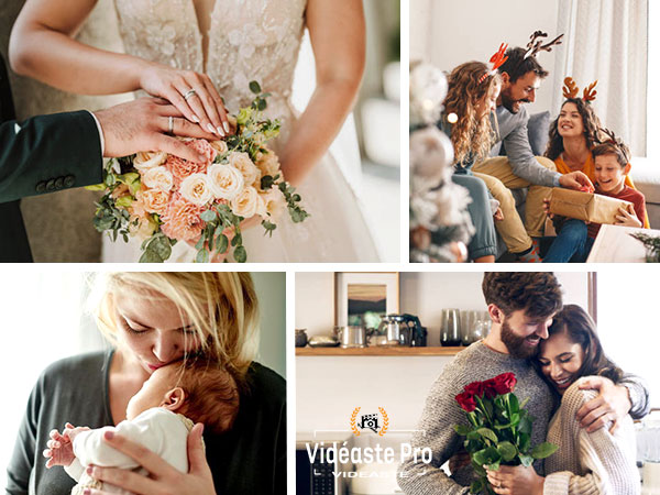 Création et montage de vidéos pour faire-part et souvenirs destinés aux couples, familles, baptêmes et enterrements de vie de jeune fille (EVJF)